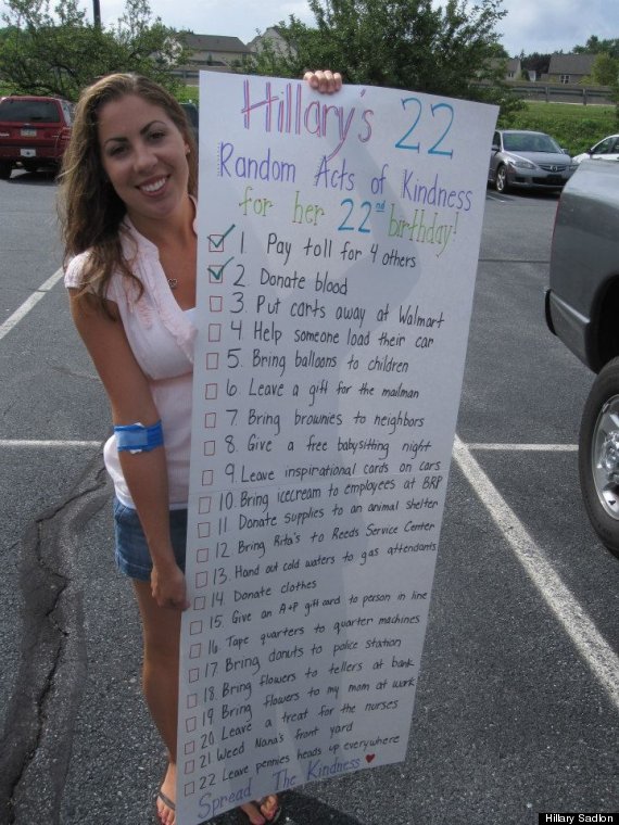 Hillary Sadlon Performed 22 Random Acts Of Kindness For Her 22nd Birthday
